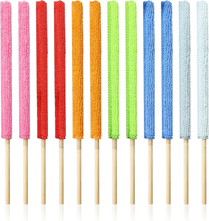 12 Pcs Microfiber Detail Duster Sticks Fan Cleaning Brush Crevice Cleaning Tool