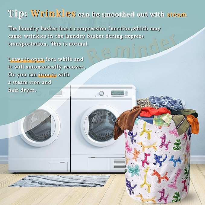 Colorful Dogs Pattern Laundry Basket Foldable