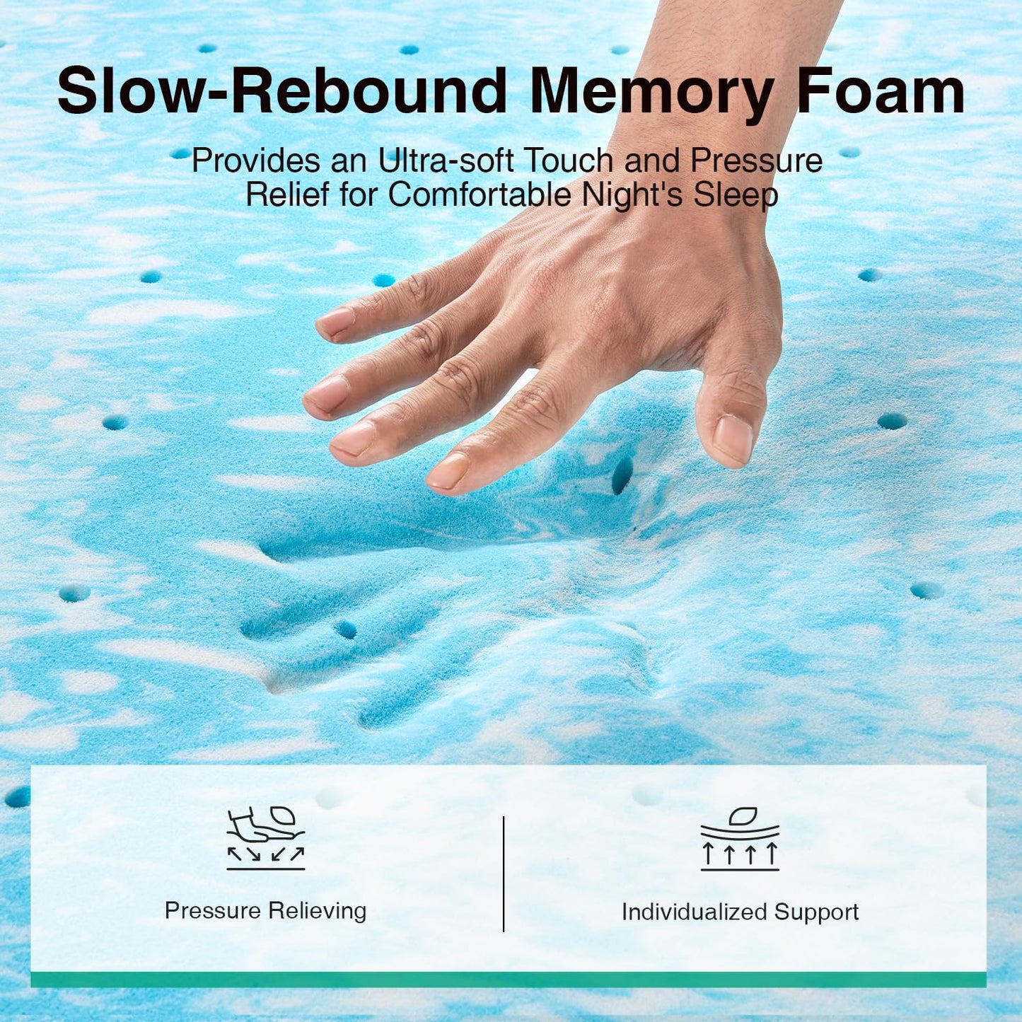 Novilla Mattress Topper King Size - 2 Inch Cooling Memory Foam Mattress Topper, Slow-Rebound Pressure Relief, Soft Comfort