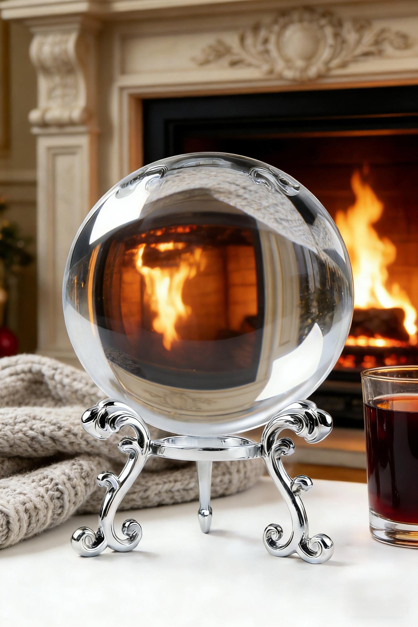 vskikris 3.15in (80mm) Clear Crystal Ball with Sphere Stand - Lens Balls for Photography - Decorative Crystal Ball Fortune Teller Decorations
