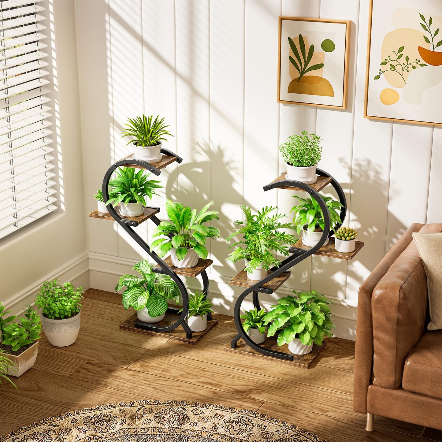 LATIBELL Plant Stand Indoor with Grow Light, 4 Tiered Metal Plant Shelf indoor, 29'' Plant Stands for Indoor Plants Multiple, Flower Stands for Indoor Plants Living Room, Patio, Balcony (2 Pack)