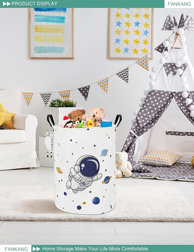 FANKANG Storage Basket, Nursery Hamper Canvas Laundry Basket Foldable