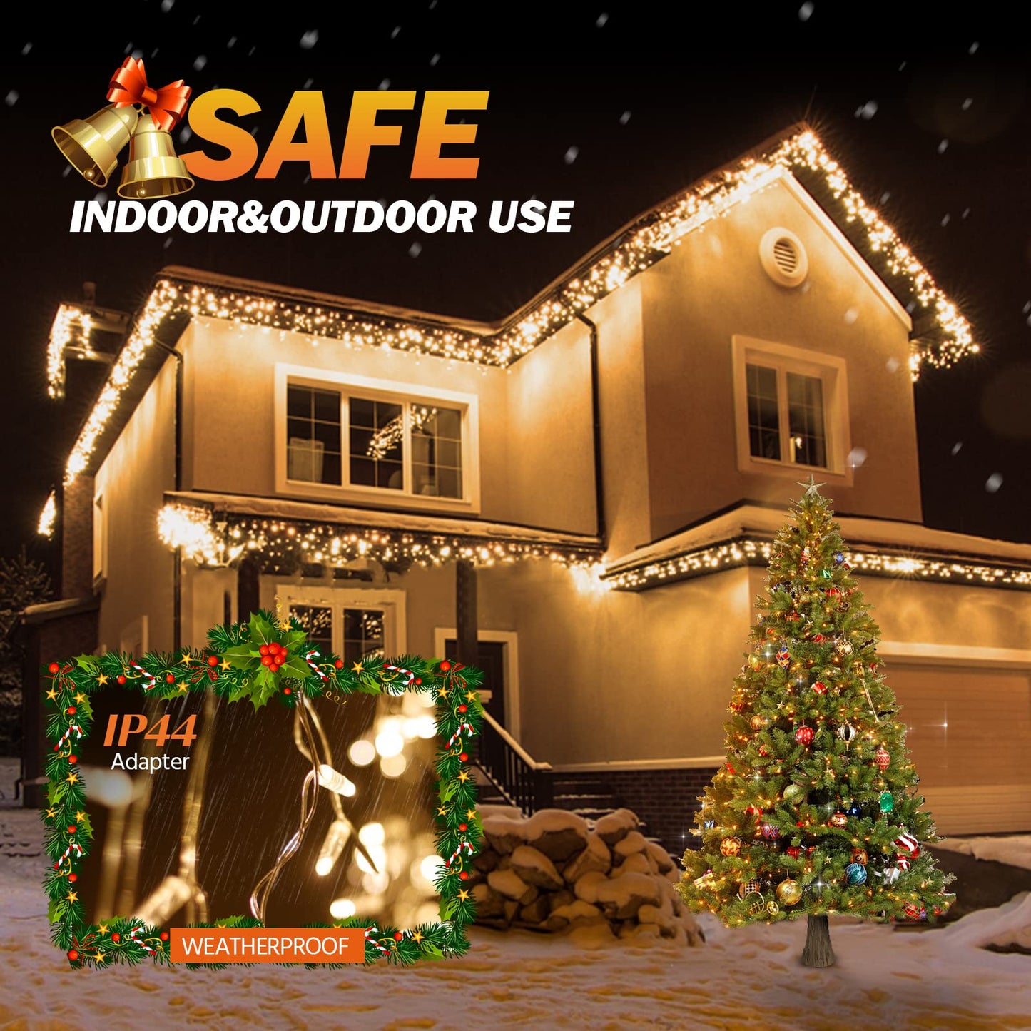 USOKYO Icicle Christmas Lights Outdoor, 480 LED 39FT Icicle String Lights with 96 Drops 8 Modes and Timer, Twinkle Icicle Fairy Lights for House Patio Bedroom Wedding (Warm White)