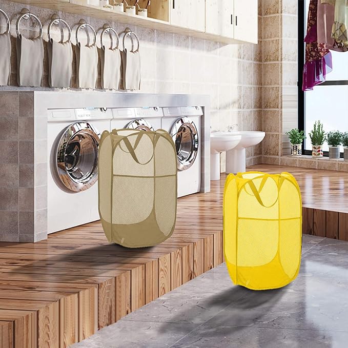 Mesh Pop up Laundry Hamper, Foldable Clothes Hamper Laundry Basket