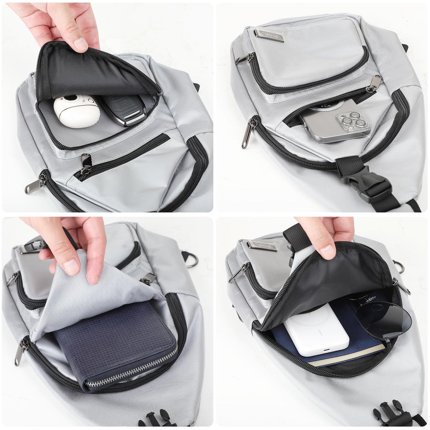 AMJ Crossbody Sling Bag Men Women, Casual Shoulder Backpack, Chest Daypack Satchel for Hiking Travel