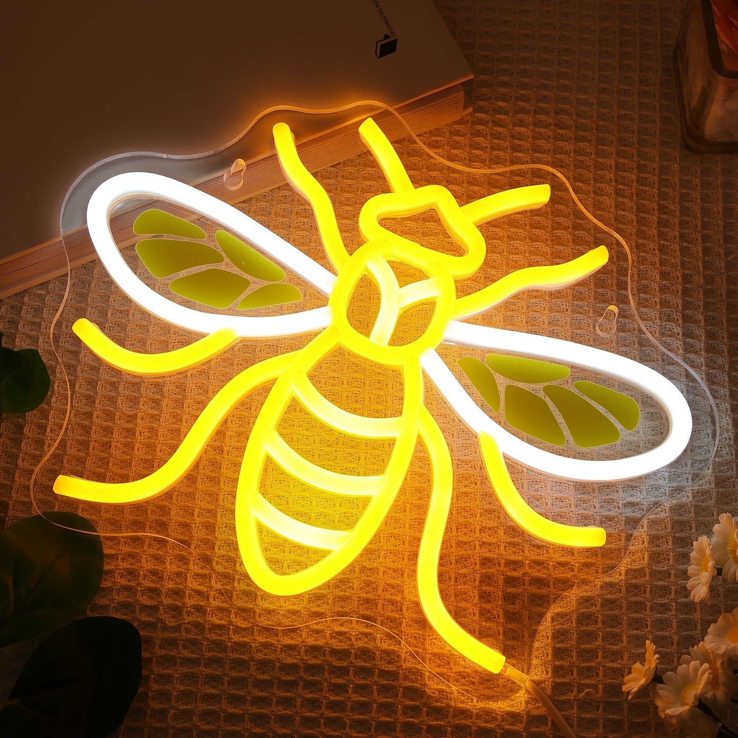 Attivolife Bumble Bee Neon Sign for Wall Decor, Light up LED Animal Neon Lamp with Dim USB Powered, Home Bedroom Classroom Party Stuff, Birthday Xmas Gifts for Kid Girl Boy Beekeeper