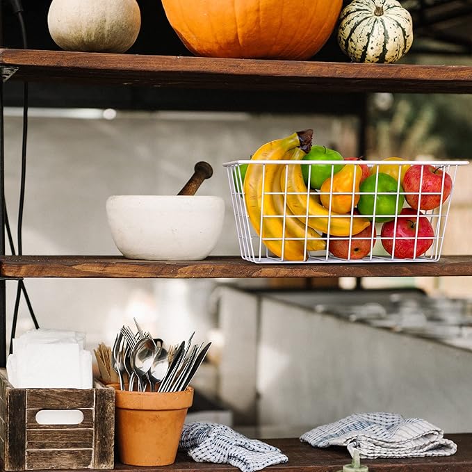 MaraFansie Wall Wire Baskets Bin No Drilling Adhesive Hanging Baskets Wall