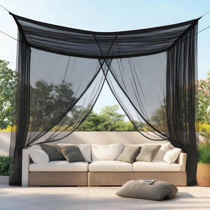 Mosquito Net for Patio 11.5 x 8.2 FT | Very Large Sizes & Fabric Designed for Outdoors | Insect House Screen Netting for Gazebo, Porch & Garden Terrace | Black Outside Canopy Bug Protection