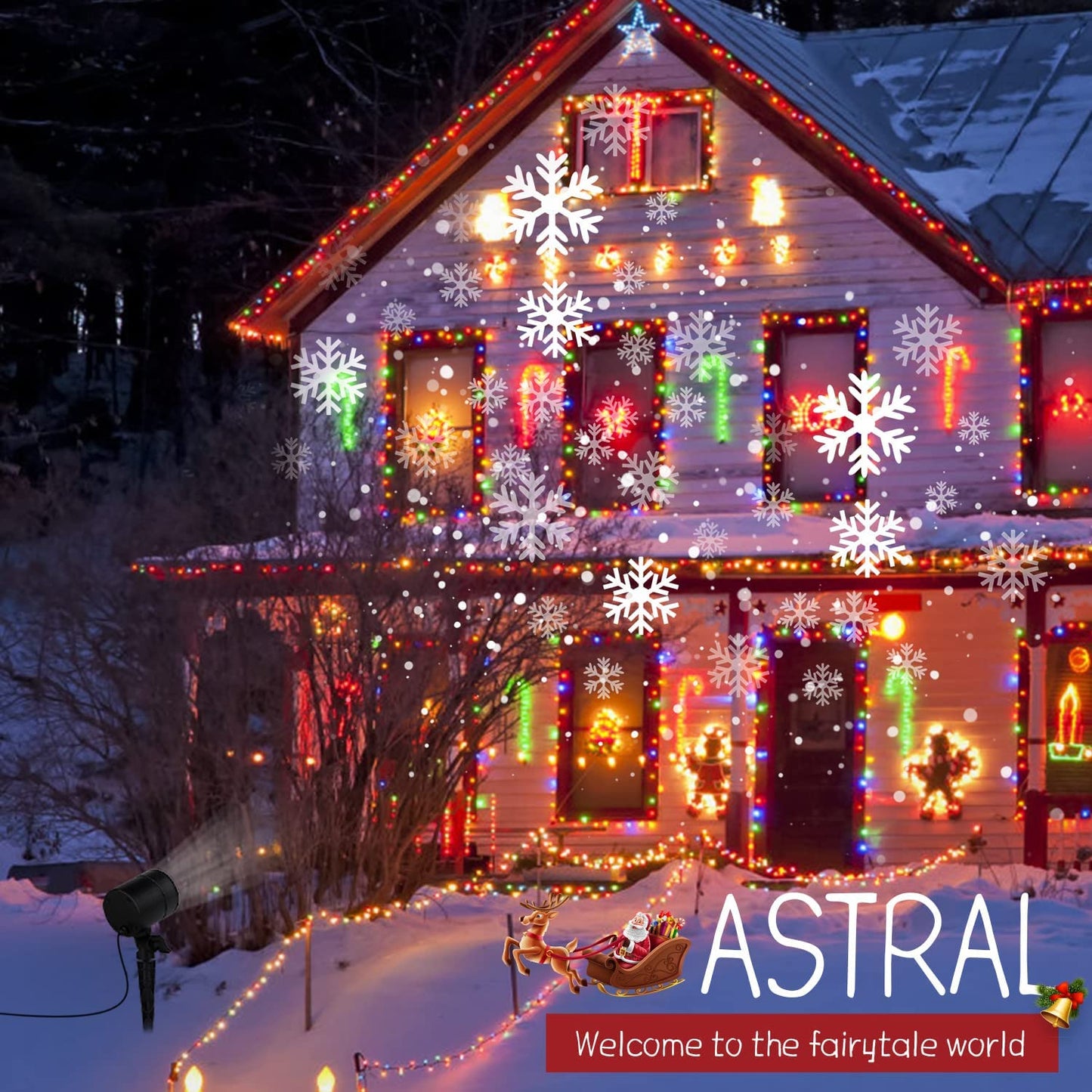 Christmas Snowflake Projector Lights Outdoor, Led Rotating Snowfall Show Lights Waterproof Landscape Decorative Christmas Light Lighting for Xmas Holiday Party Garden Patio Indoor Home Decoration Show