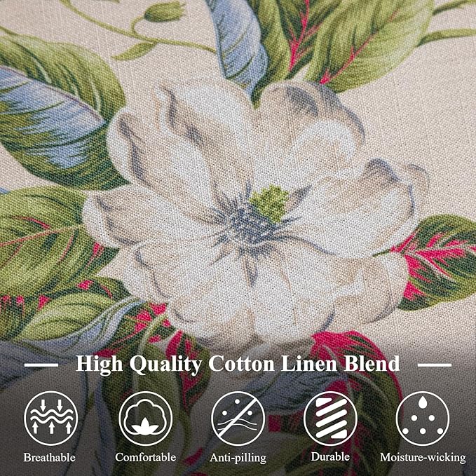 VClife Vintage Floral Butterfly Pattern Tablecloth, Linen Textured Rectangle