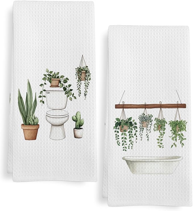 Sage Green Botanical Hand Towels