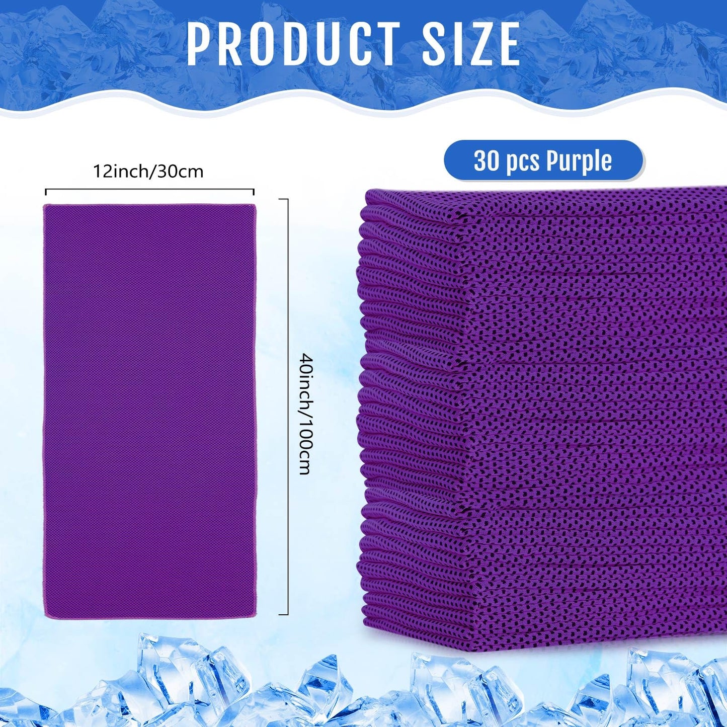 Hosuly 30 Pack Cooling Towels, 40"x12" Ice Breathable Chilly Sweat Rag Microfiber Workout Rags for Gym Towels for Neck and Face for Yoga Golf Sport Running(Purple)