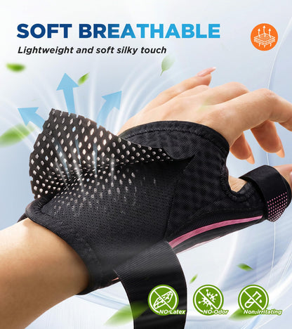FITSOON Thumb Support Brace | Upgraded Thumb Spica Splint Stabilizer Pain Relief Night Support for De Quervain’ s Tenosynovitis Trigger Finger Arthritis Sprains | Breathable Fabric (Pink/Black, S/M _ Fit both hands)