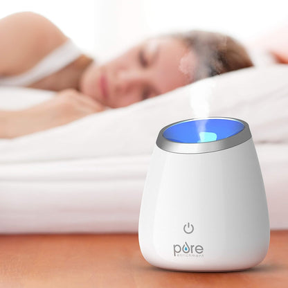 Pure Enrichment PureSpa Deluxe Ultrasonic Aromatherapy Oil Diffuser - 120ml Water Tank, Mood-Boosting Ionizer and Optional Color-Changing Light - Lasts Up to 10 Hours with Auto Safety Shut-Off