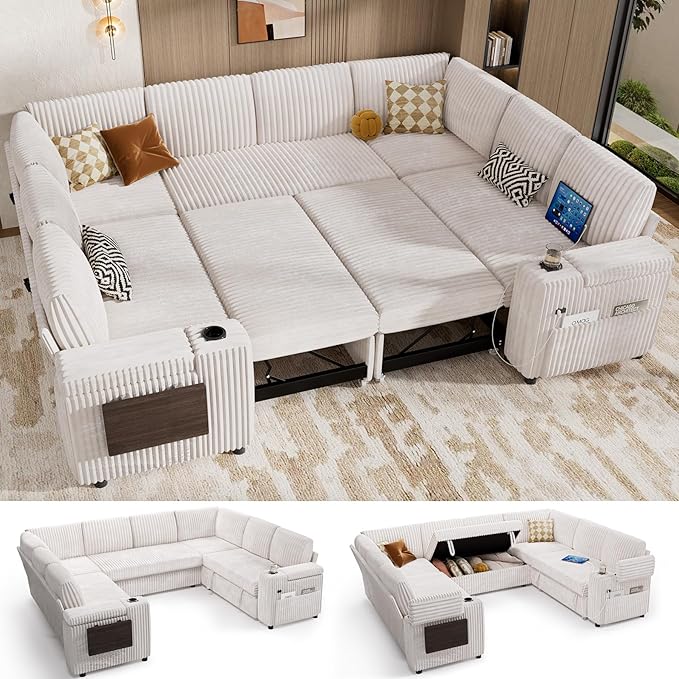 Vipbear 111" Modular Sectional Sleeper Sofa