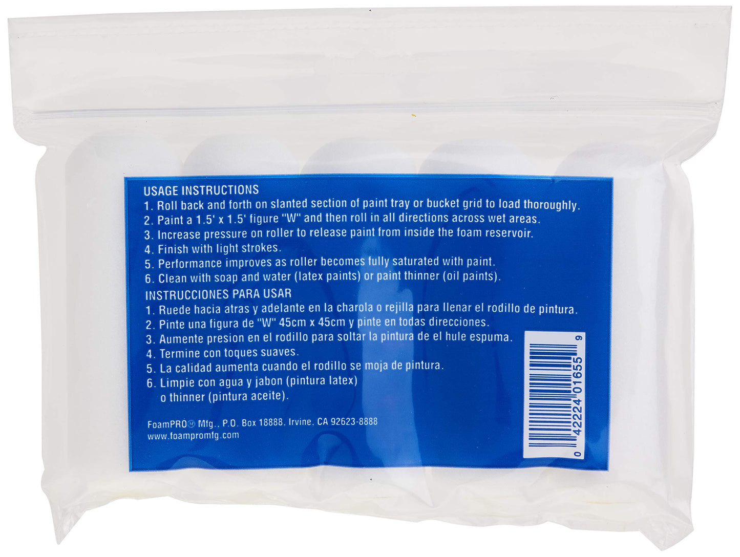 FoamPRO 163-P, 165-5 | 4” Fine Finish Foam Roller Refills (5 Pack) | Foam Paint Roller Covers | Home Painting Supplies & Paint Tools