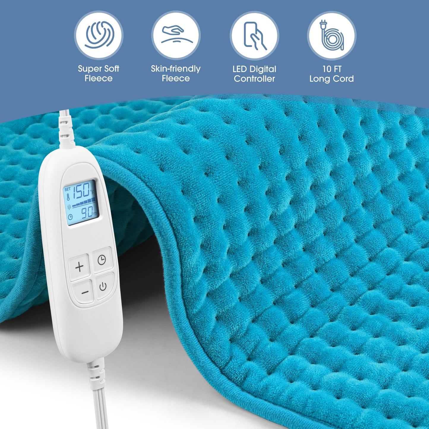 FluffyWarmth Electric Heating Pad for Back, Extra Large 17''x 33'' XXXL for Full Body,Menstrual Period Cramps,Neck Shoulder Back Pain Relief, 6 Heat Settings 3 Timers Heating Pad, Gifts for Women Men