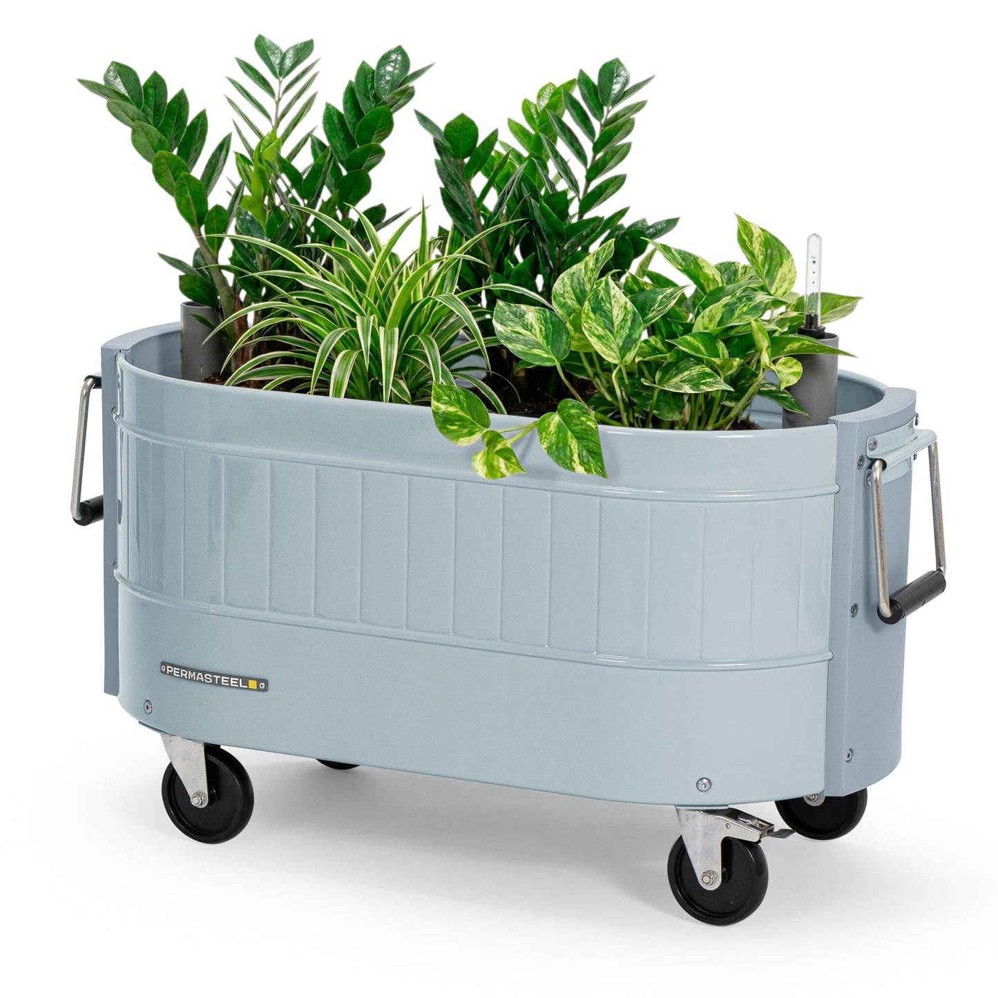 Permasteel Self-Watering Garden Bed, Rolling Planter for Vegetables, Flowers, Herbs, and Fruit, Outdoor Indoor, Caster Wheels, Blue