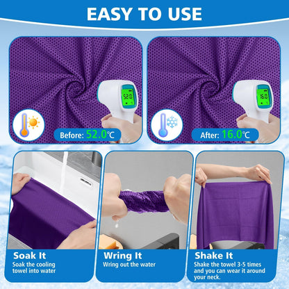 PJPSAA 24 Pack Cooling Towels Bulk for Neck and Face 40"x12" Ice Cooling Sweat Rags Microfiber Soft Breathable Soft Chilly Towel for Yoga Golf Sport Running