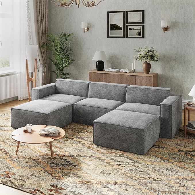 Novilla 117.7" Modular Sectional Sofa, No Assembly Cloud Sectional Couch