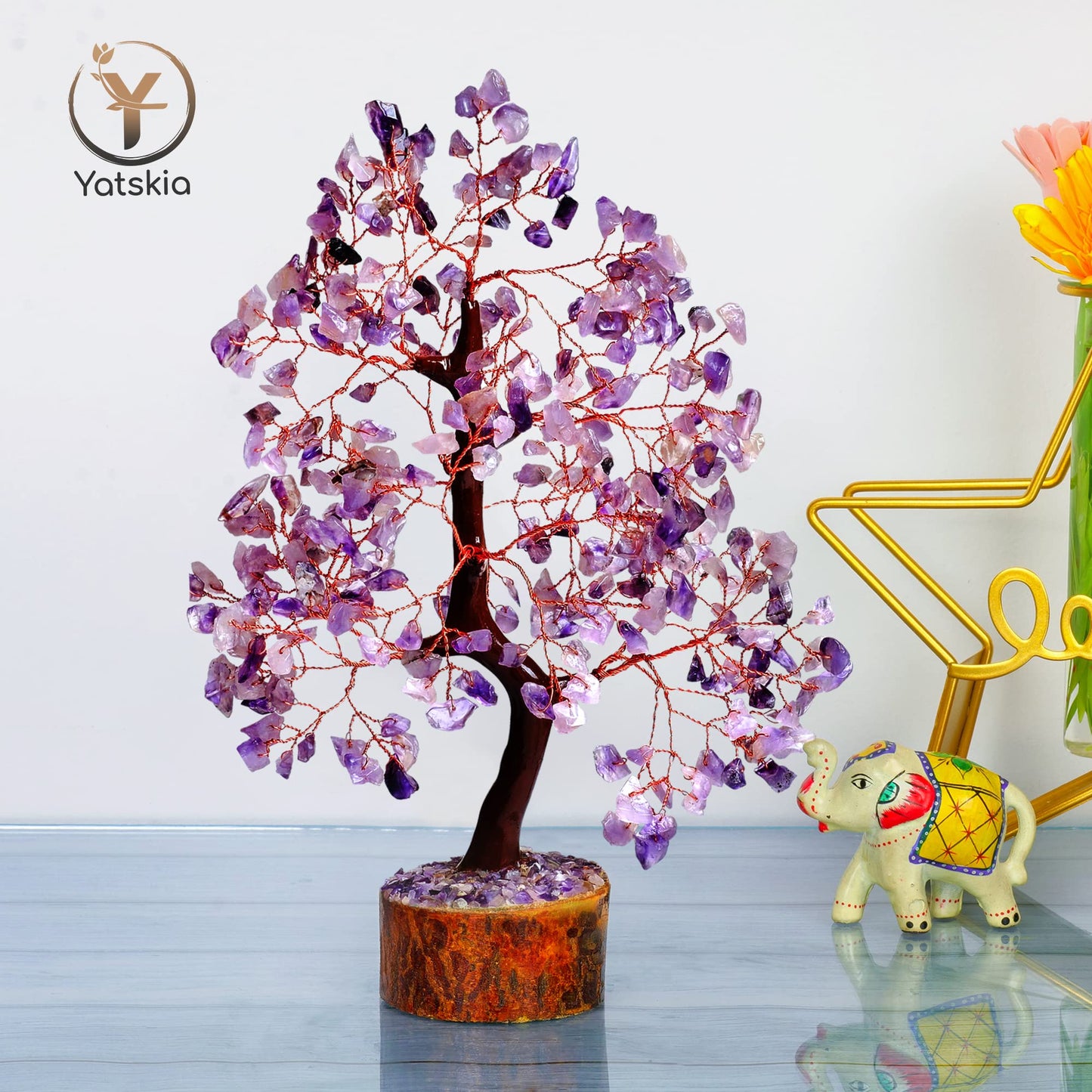 YATSKIA Amethyst Crystal Tree of Life | Healing Quartz Tree | Boho Room Decor | Meditation Decor | Gifts for Women Who Have Everything | Birthday Gifts | 10 Inch