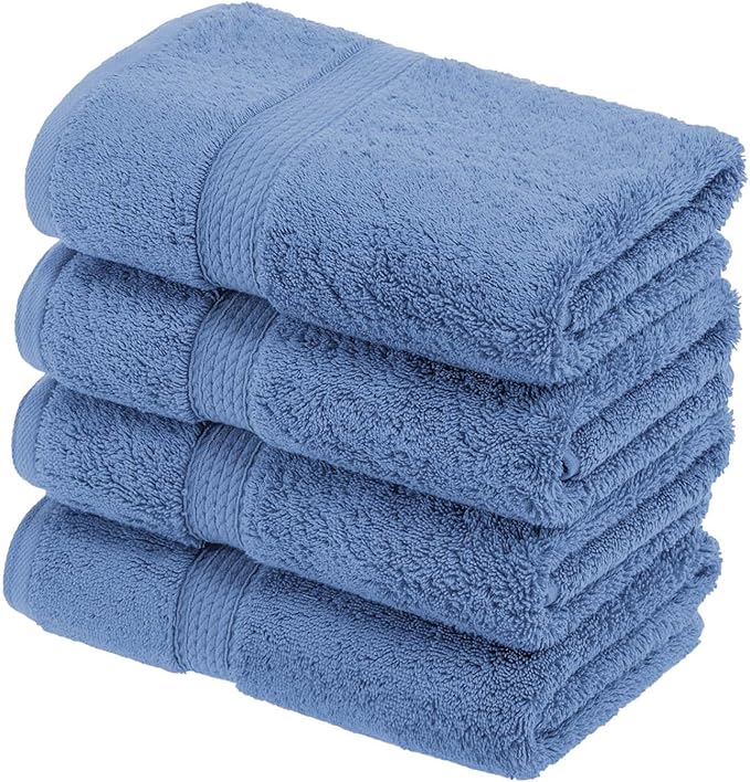 SUPERIOR Egyptian Cotton Pile Hand Towel Set of 4, Ultra Soft Luxury Towels