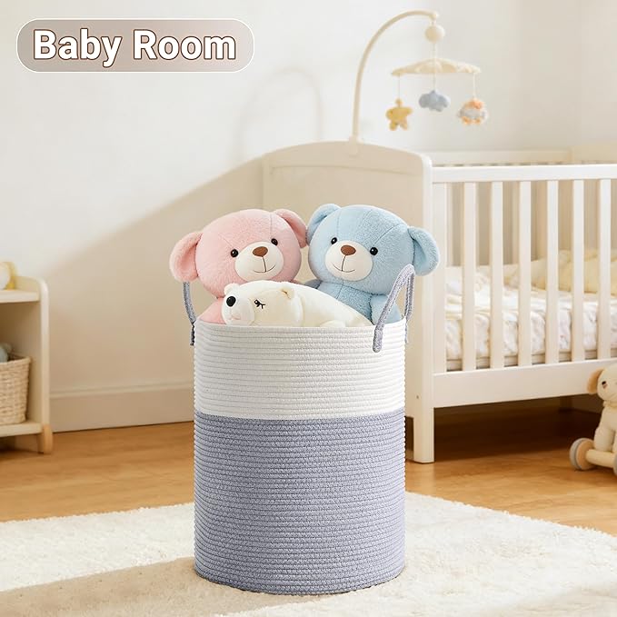 Tall Laundry Basket with Handles, 100L Portable Dirty Clothes Hamper, Boho
