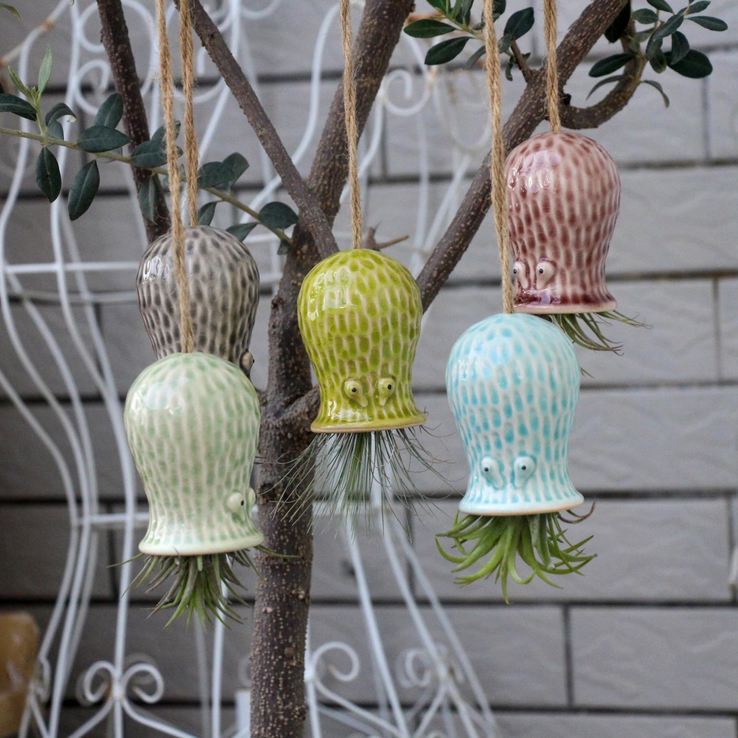 GNILINY Octopus Air Plant Holder - 5 Pack Resin Hanging Stand for Home Decor, Cute Hanger for Air Plants/Succulent, Octopus Decor for Living Room/Office