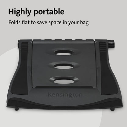 Kensington Easy Riser portable ergonomic laptop stand, for 12 inch - 17 inch devices, height adjustable with SmartFit system, for better cooling and air circulation, Black, 60112