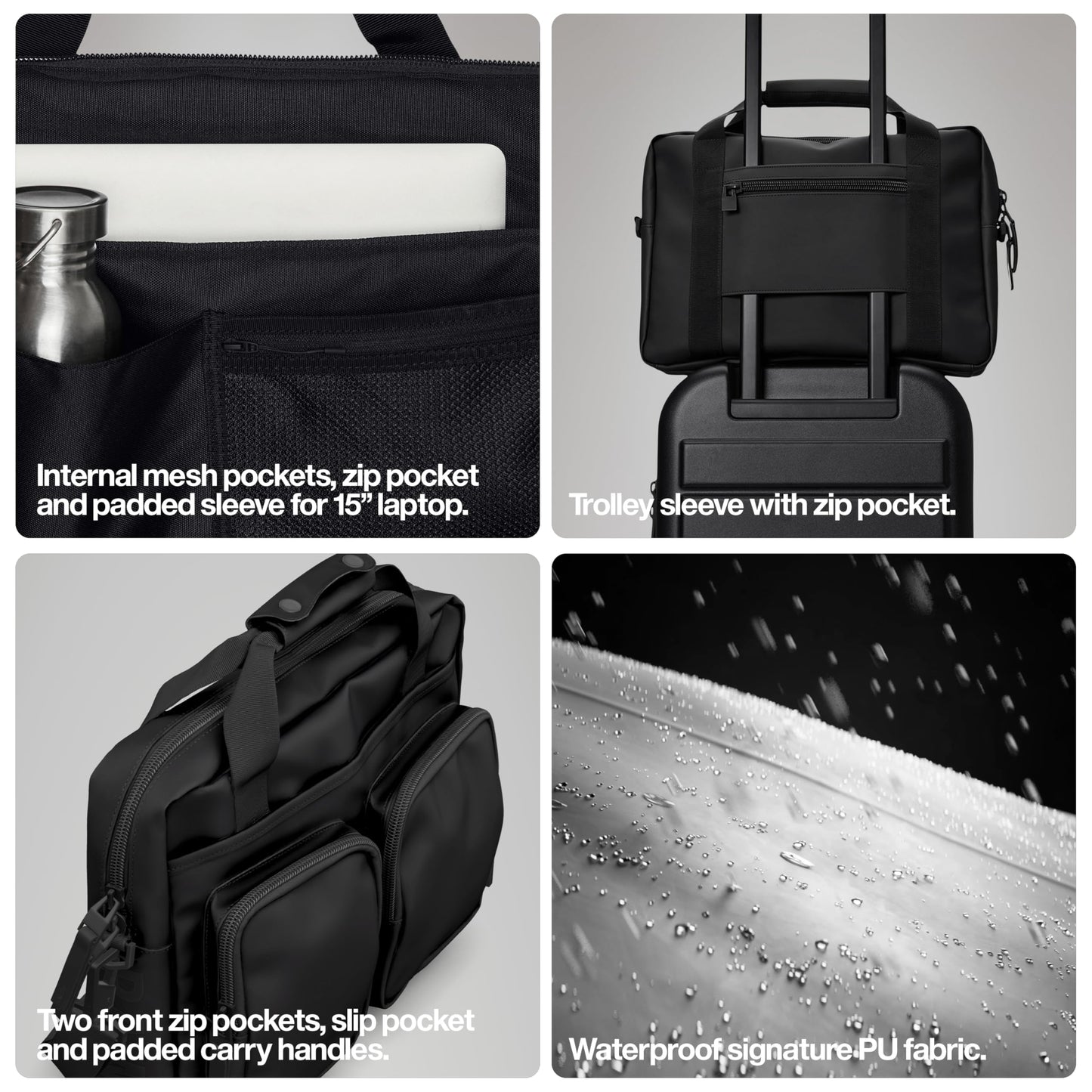 RAINS Texel Tech Bag - Green Waterproof Water Resistant Water Repellent Laptop Bag Unisex Commuter Travel Case 15" Computer Sleeve Tech Organizer - 2 Year Warranty