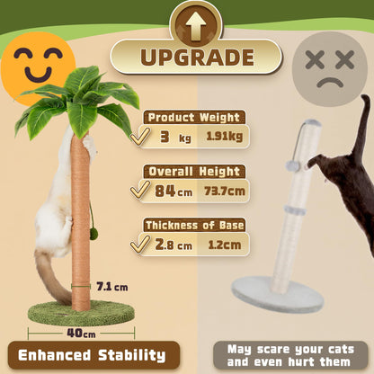 Cat Scratching Post 84 cm Cute Scratcher Kitten with Sisal Rope for Indoor Cats Palm Tree Cat Scratching Post with Dangling Balls for Small Cats
