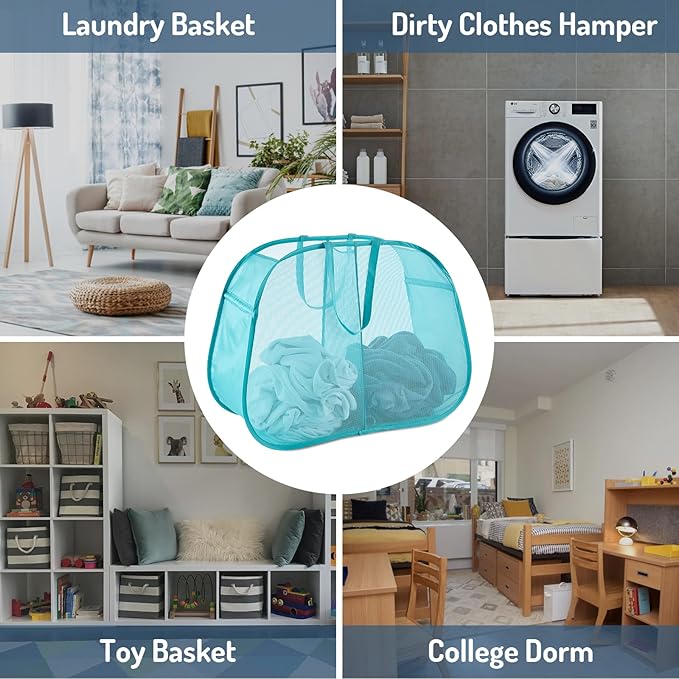 Seiritex Mesh Popup Laundry Hamper 2 Compartment, Collapsible Laundry Sorter