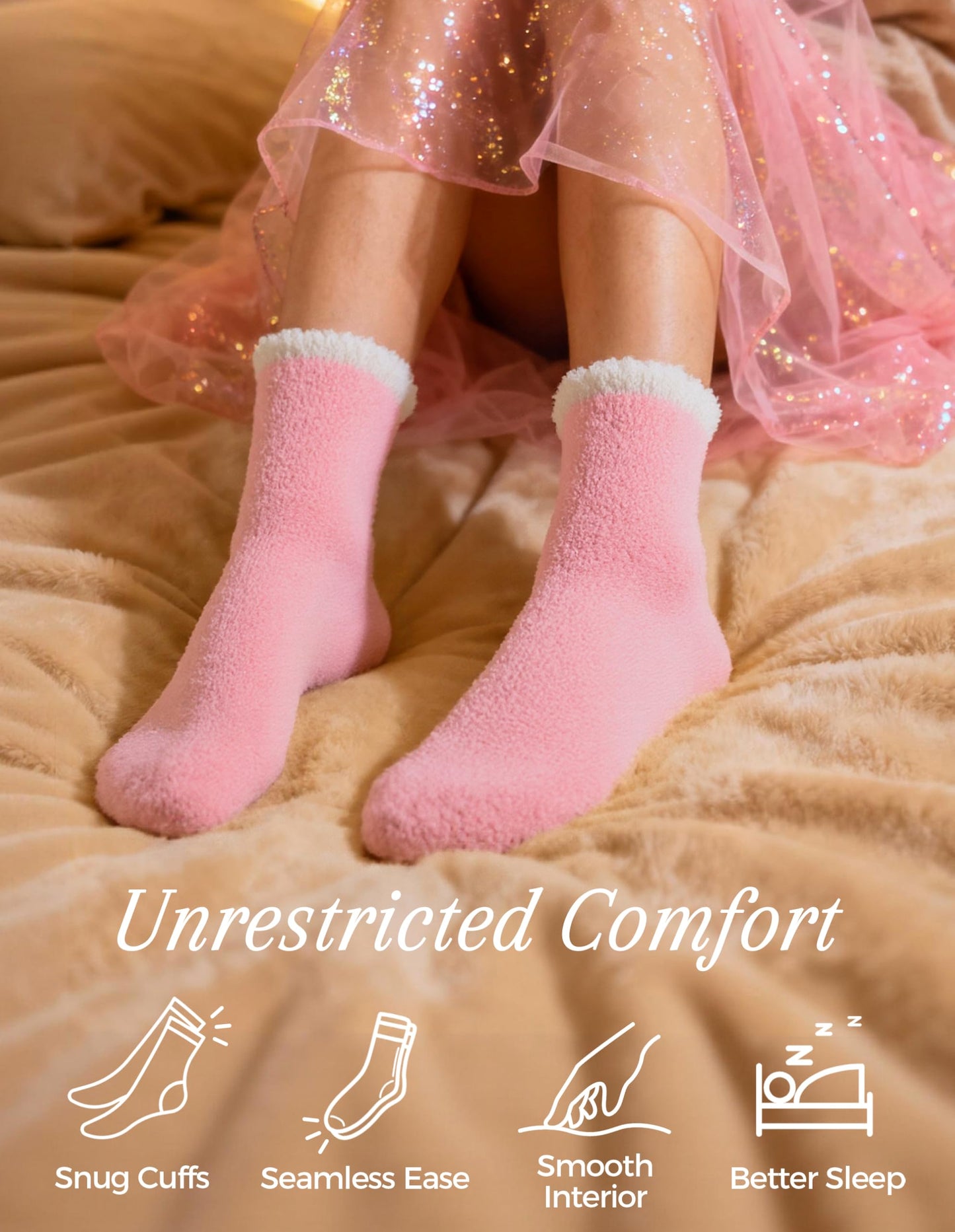 TEHOOK Warm & Cozy Valentines Gifts for Women, Fluffy Fuzzy Plush Sleeping Slipper Socks - Soft Warm Fabric