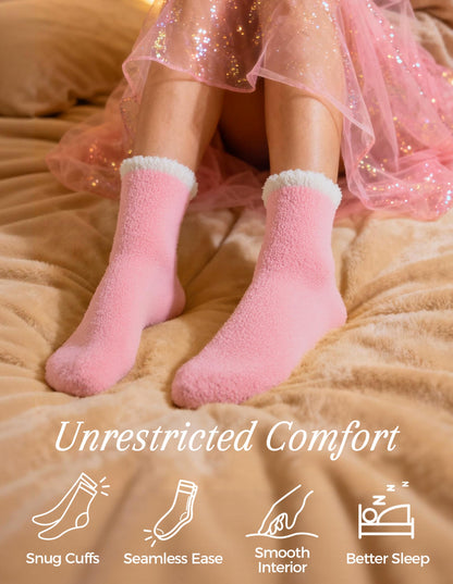 TEHOOK Warm & Cozy Valentines Gifts for Women, Fluffy Fuzzy Plush Sleeping Slipper Socks - Soft Warm Fabric