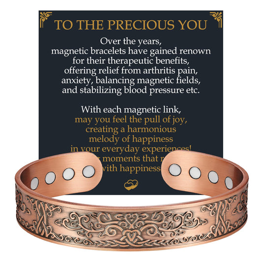 Jecanori Copper Bracelet for Men, 12X Strength Mens Magnetic Bracelets with 3,800 Gauss Magnets, 99.99% Pure Solid Copper Jewelry Gift