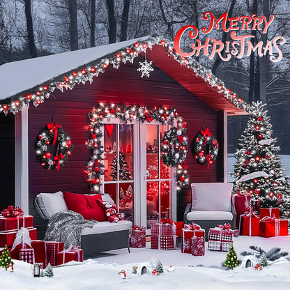 JMEXSUSS 66ft 200 LED Red and White Christmas Lights, Outdoor String Plug-in, Expandable for Tree Outside Party Home Decorations