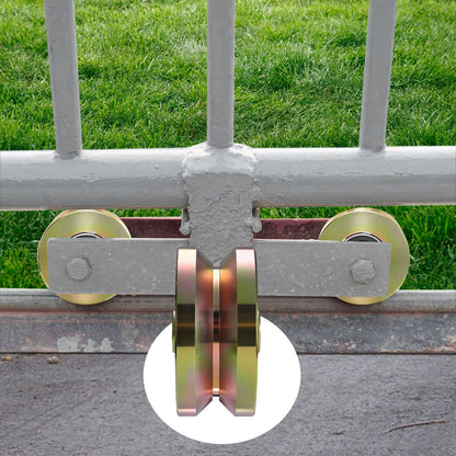 Soiiw 4" V Groove Sliding Gate Rollers 2 PCS Heavy Duty Solid Carbon Steel 4" Dia 1-3/4" Width Double-Sealed Bearing Gate Wheels, 3000 LBS Load Capacity for Driveway Fence & Industrial Sliding Gates
