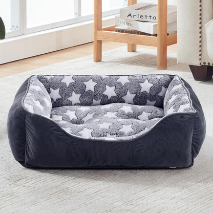 MIXJOY Medium Dog Bed Washable(64x53cm), Super Soft Cosy Dog Beds Grey Pet Bed, Premium Grey Rectangle Puppy Bed for Small Medium Large Dogs, Ideal for Labrador, Chihuahua, Springer Spaniel, etc