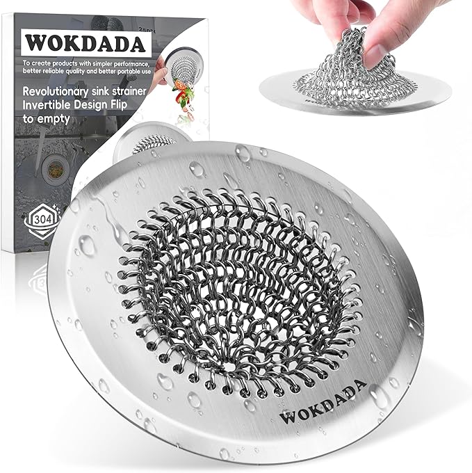 Revolutionary Kitchen Sink Drain Strainer/Patented Reversible Chain Mesh