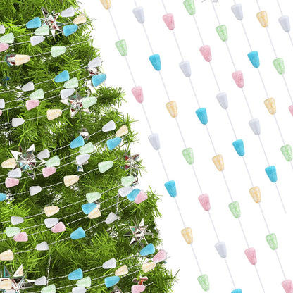 Jetec 16 ft Pastel Candy Garland for Christmas Tree Pink White Blue Green Yellow Candyland Christmas Beaded Ornament for Xmas Tree Fireplace Wreath Retro Party Decorations