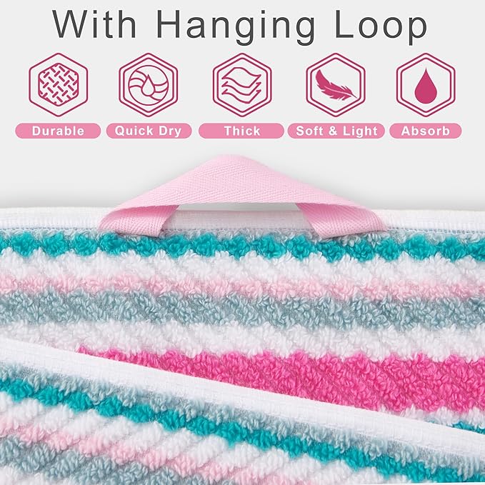Pink Soft Towel Set, 2 Bath 28"x52", 2 Hand 16"x27", 2 Wash Cloth 13"x13