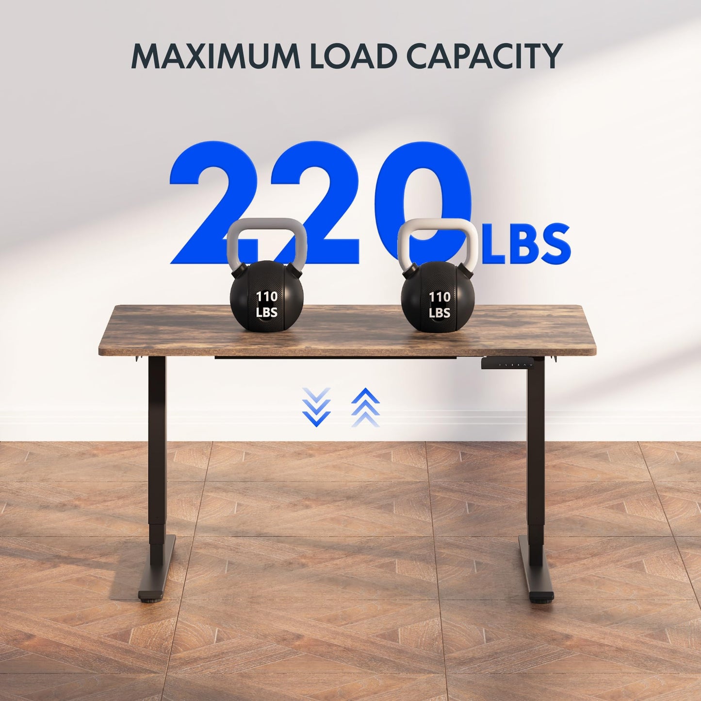 FLEXISPOT E6 3-Stage Dual Motor Electric Standing Desk 55 x 28 Sit Stand Up Desk, Holds 220 lbs, Adjustable Height w/Memory Presets, One-Piece Special Walnut Desktop & Black Frame, Ships in 2 Boxes