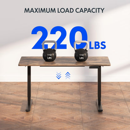 FLEXISPOT E6 3-Stage Dual Motor Electric Standing Desk 55 x 28 Sit Stand Up Desk, Holds 220 lbs, Adjustable Height w/Memory Presets, One-Piece Special Walnut Desktop & Black Frame, Ships in 2 Boxes