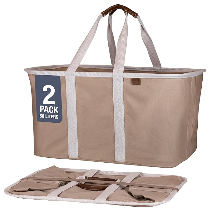 CleverMade Collapsible Laundry Tote 2-Pack – Foldable Carry-All Storage Bin