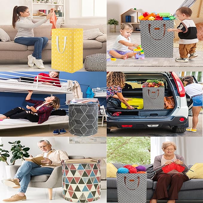 Waterproof Laundry Hamper Collapsible Laundry Basket Leather Handle Laundry Bag