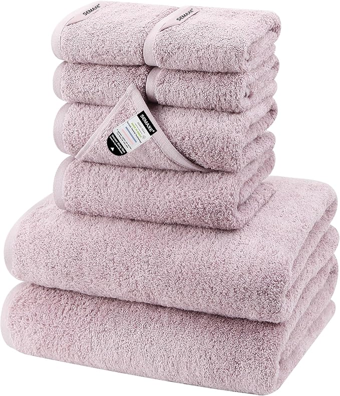 SEMAXE Bath Towel Set, 100% Cotton Absorbent Bathroom Towels