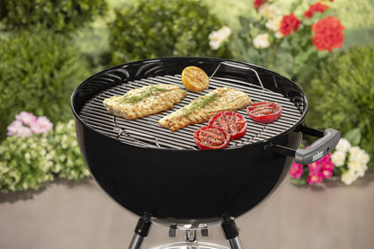 Weber Bar-B-Kettle Charcoal Barbecue/Porcelain-Enamelled Lid & Bowl, 57 cm Cooking Surface, Ash Collection Tray, Tripod Stand and Wheels, Black/Silver