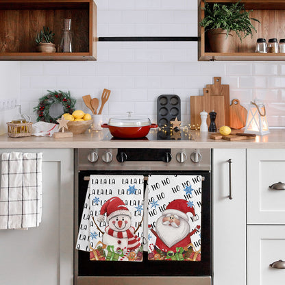 Hexagram Christmas Kitchen Towels, Christmas Hand Towels, Snowman Dish Towel Set of 4, Xmas Kitchen Decor, Santa Housewarming Gifts