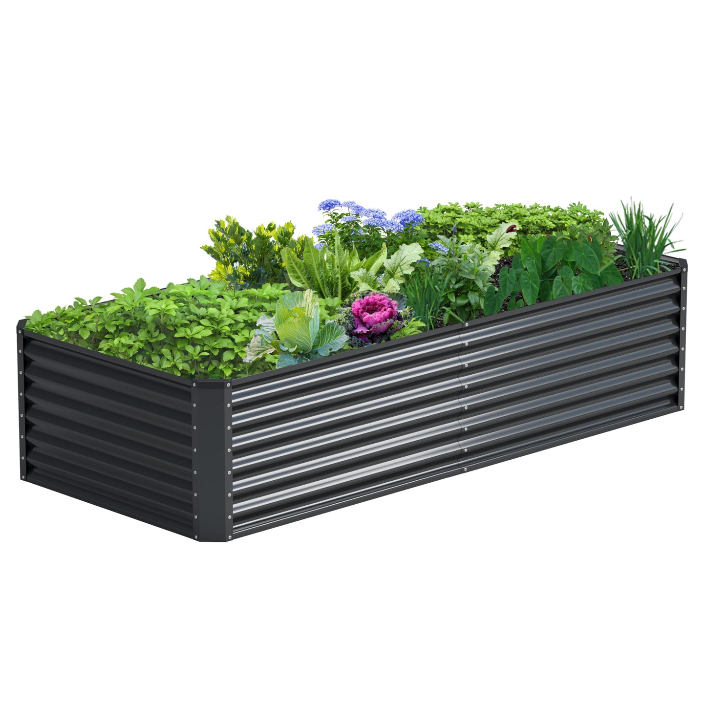 Ayen Guard 8x2x2FT Galvanized Raised Garden Bed,Galvanized Planter Boxes Outdoor, Large Metal Raised Garden Beds for Vegetables-Grey