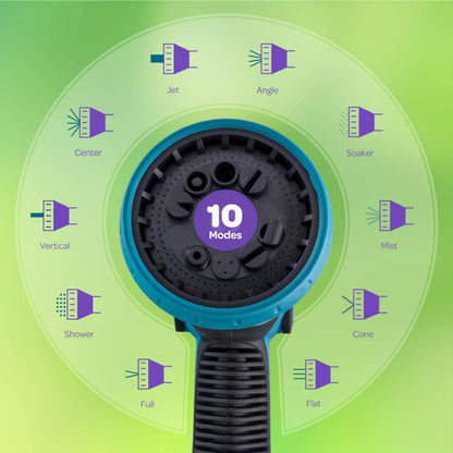 Hose Nozzle [Blue] Heavy Duty Hose Sprayer With 10 Adjustable Watering Patterns. Thumb Control Design, Comfortable Ergonomic Grip, Garden Hose Nozzle for Watering Plants & Lawns/Fun showers/Cleaning